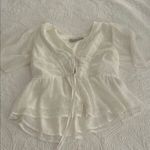 Abercrombie & Fitch Ivory Textured Blouse